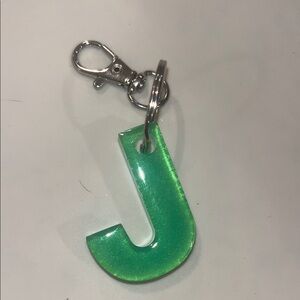 Vibrant Green Letter J Keychain for Kids christmas stocking stuffer backpack